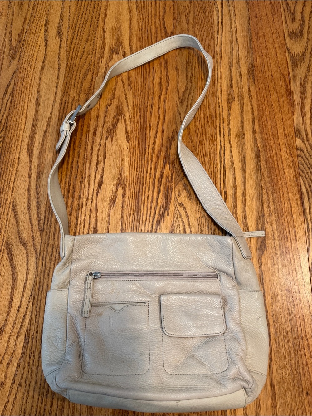 Stone and Co. Pebbled Leather Crossbody Bag in Light Taupe